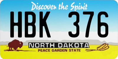 ND license plate HBK376