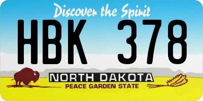 ND license plate HBK378