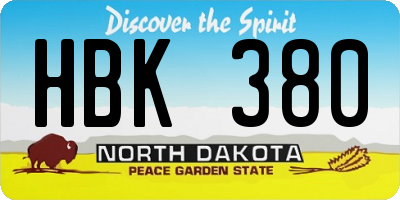 ND license plate HBK380