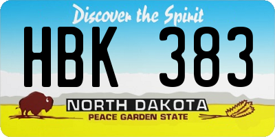 ND license plate HBK383