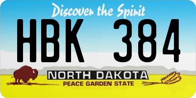 ND license plate HBK384