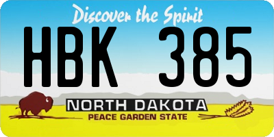 ND license plate HBK385