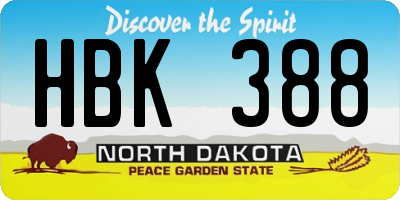 ND license plate HBK388