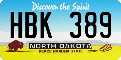 ND license plate HBK389