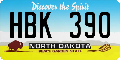 ND license plate HBK390