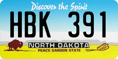 ND license plate HBK391