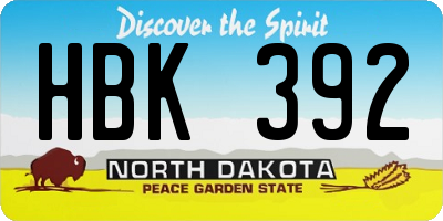 ND license plate HBK392