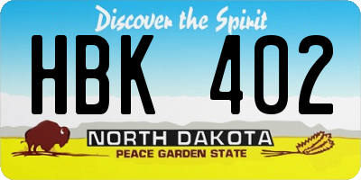 ND license plate HBK402