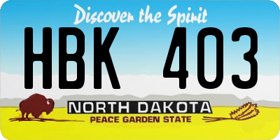 ND license plate HBK403