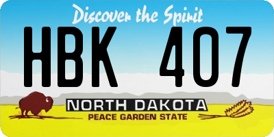 ND license plate HBK407