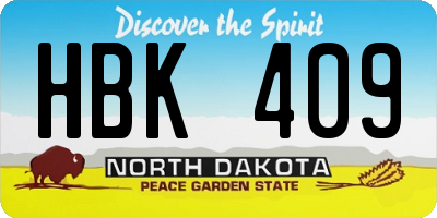 ND license plate HBK409