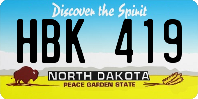 ND license plate HBK419