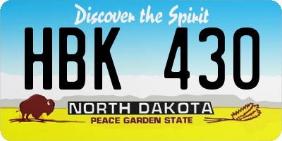 ND license plate HBK430