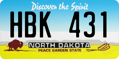 ND license plate HBK431