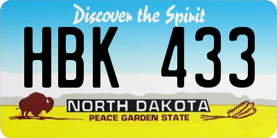 ND license plate HBK433