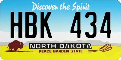 ND license plate HBK434