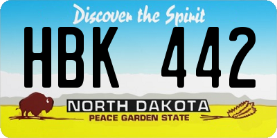 ND license plate HBK442