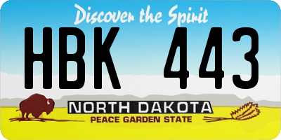 ND license plate HBK443