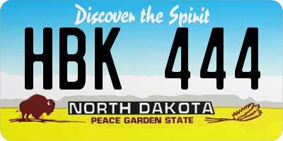 ND license plate HBK444