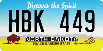 ND license plate HBK449