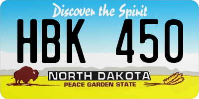 ND license plate HBK450