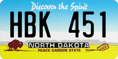 ND license plate HBK451