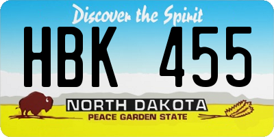 ND license plate HBK455