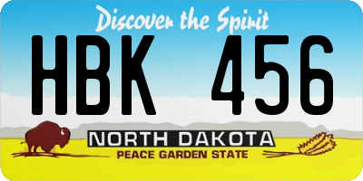 ND license plate HBK456