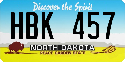 ND license plate HBK457