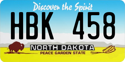 ND license plate HBK458