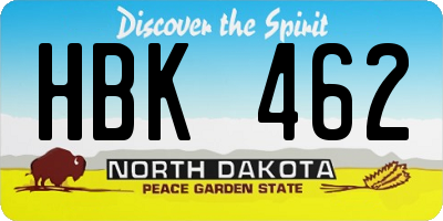 ND license plate HBK462