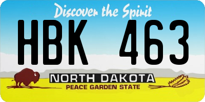 ND license plate HBK463