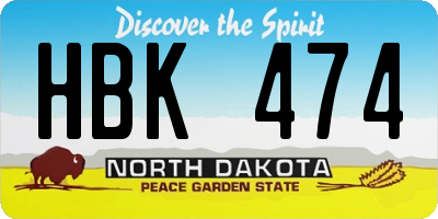 ND license plate HBK474