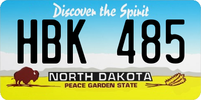 ND license plate HBK485