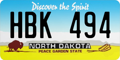 ND license plate HBK494