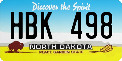ND license plate HBK498