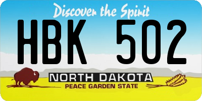 ND license plate HBK502