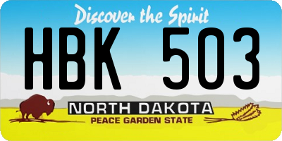 ND license plate HBK503