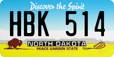 ND license plate HBK514