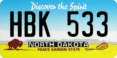 ND license plate HBK533