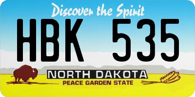 ND license plate HBK535