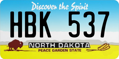 ND license plate HBK537