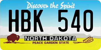 ND license plate HBK540