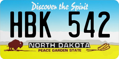 ND license plate HBK542