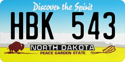 ND license plate HBK543