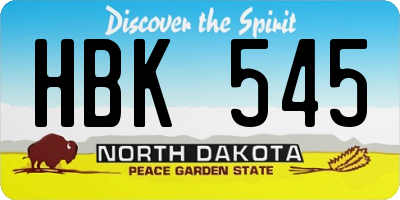 ND license plate HBK545