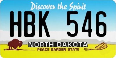 ND license plate HBK546