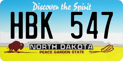 ND license plate HBK547