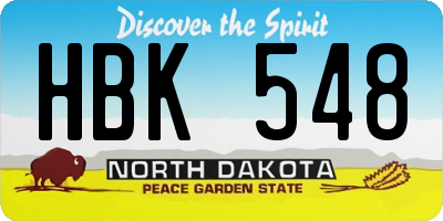 ND license plate HBK548