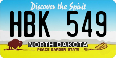 ND license plate HBK549